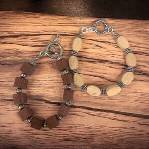 Set of Handmade Chunky Wooden Beaded bracelets